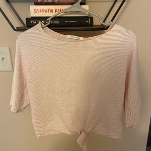 Orange and white striped Knotted crop top